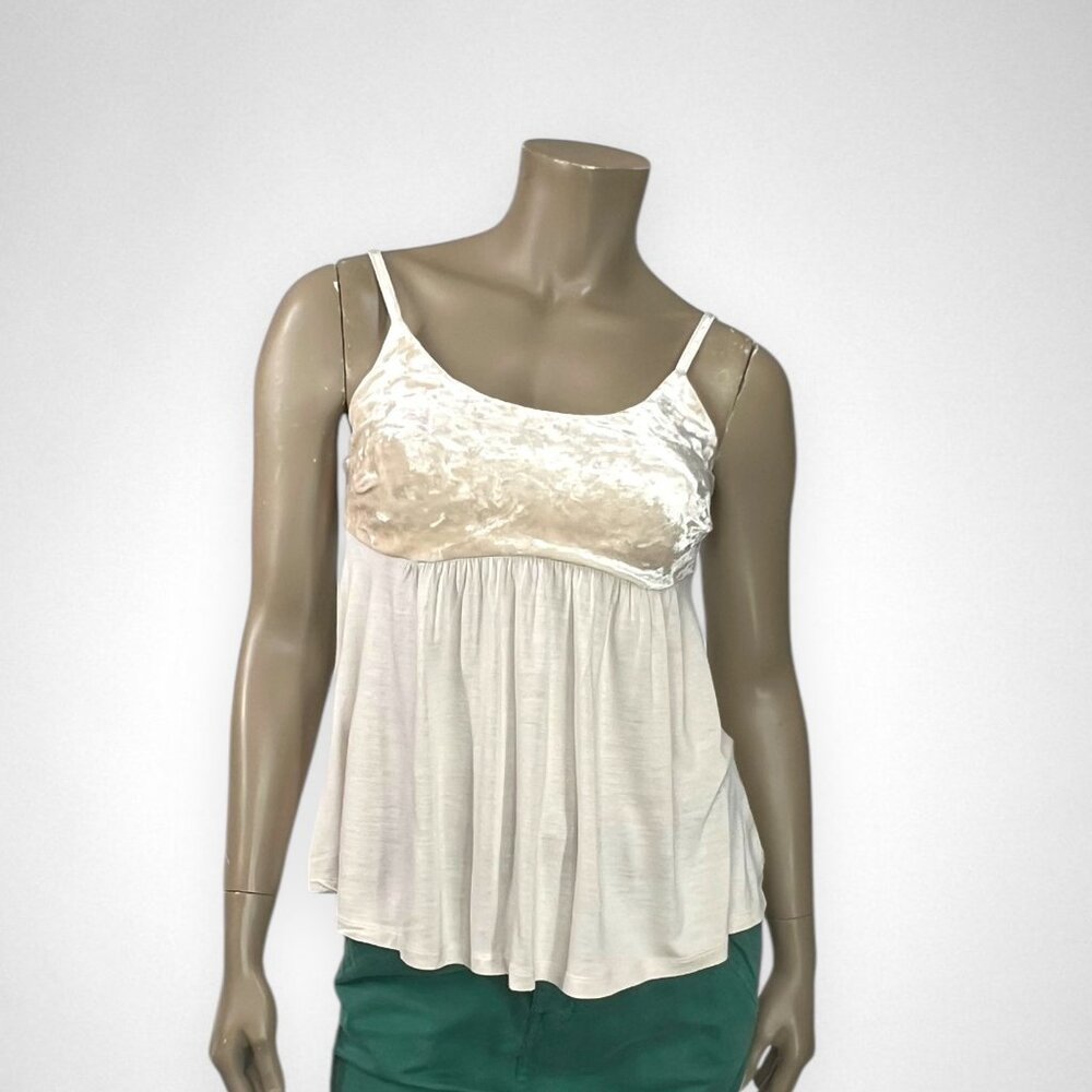 Y2K Newport News Babydoll Cream Top S - Picture 1 of 6